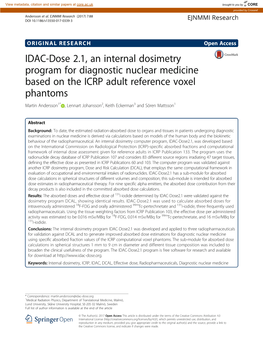 IDAC-Dose 2.1, an Internal Dosimetry Program for Diagnostic Nuclear