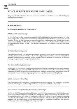 208 Scholarships, Bursaries and Loans