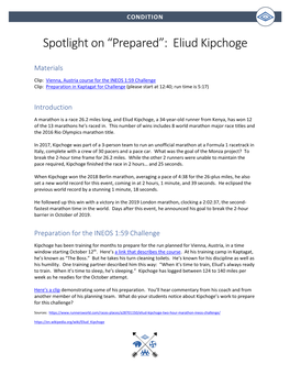 “Prepared”: Eliud Kipchoge