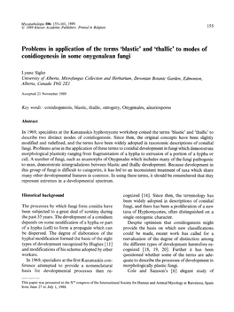 To Modes of Conidiogenesis in Some Onygenalean Fungi