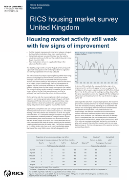 RICS Housing Market Survey United Kingdom Housing Market Activity Still Weak with Few Signs of Improvement