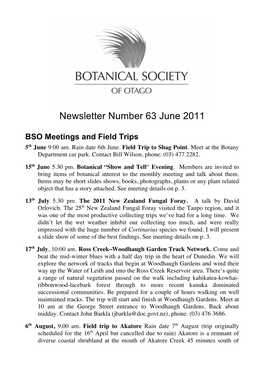 Newsletter Number 63 June 2011