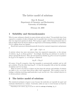The Lattice Model of Solutions