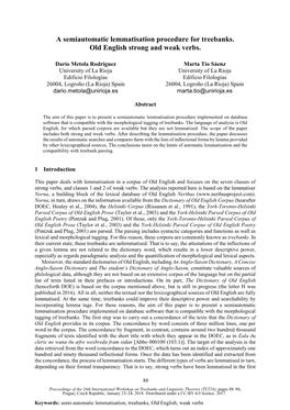 A Semiautomatic Lemmatisation Procedure for Treebanks. Old English Strong and Weak Verbs