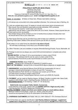 Shells Listings Will Be Printed in 4, 6 & 12 Months Time So Please Indicate When Next We Should Send a List on Your Order Form