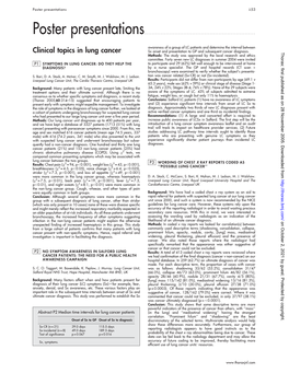 Clinical Topics in Lung Cancer Sx Onset and Presentation to GP and Subsequent Cancer Diagnosis