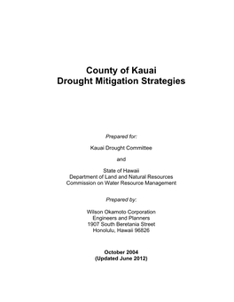 County of Kauai Drought Mitigation Strategies