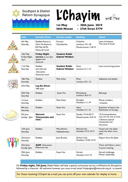 L'chayim May-June 2019