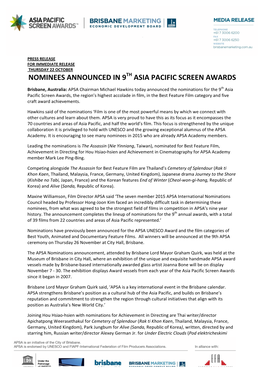 APSA Announces 2015 NOMINEES