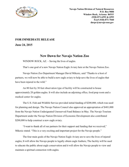 NNDNR Press Release: New Dawn for Navajo Nation