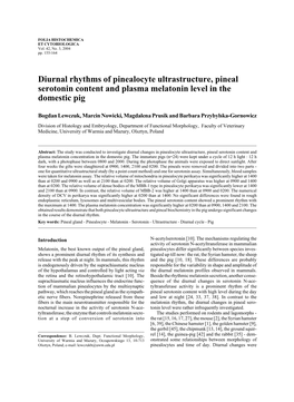 Diurnal Rhythms of Pinealocyte Ultrastructure, Pineal Serotonin Content and Plasma Melatonin Level in the Domestic Pig