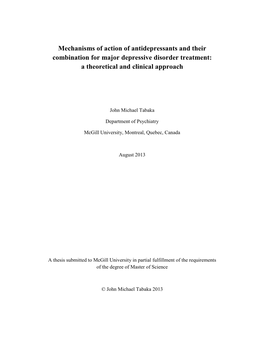 Mechanisms of Action of Antidepressants and Their Combination for Major Depressive Disorder Treatment: a Theoretical and Clinical Approach