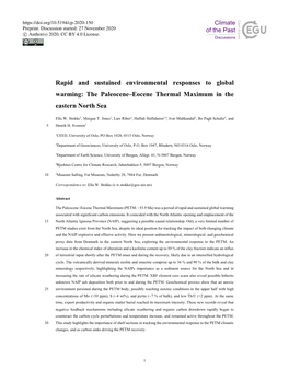 The Paleocene–Eocene Thermal Maximum in the Eastern North Sea