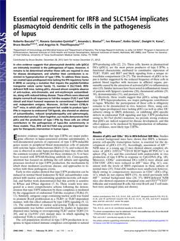 Essential Requirement for IRF8 and SLC15A4 Implicates Plasmacytoid Dendritic Cells in the Pathogenesis of Lupus