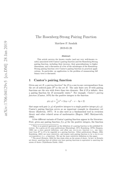 The Rosenberg-Strong Pairing Function (Rosenberg and Strong, 1972; Rosenberg, 1974) for the Non-Negative Integers Is Deﬁned by the Formula5