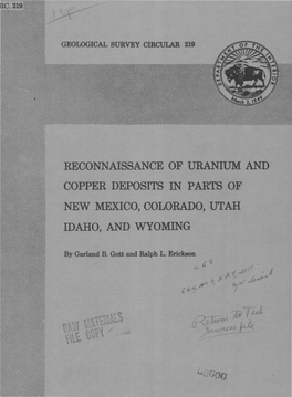 Reconnaissance of Uranium and Copper Deposits in Parts of New Mexico, Colorado, Utah Idaho, and Wyoming