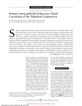 Primary Intraepithelial Sebaceous Gland Carcinoma of the Palpebral Conjunctiva