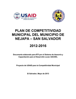 Plan De Competitividad Municipal Del Municipio De Nejapa – San Salvador