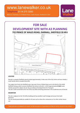 For Sale Development Site with A3 Planning 722 Prince of Wales Road, Darnall, Sheffield S9 4Eu