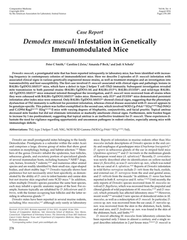 &lt;I&gt;Demodex Musculi&lt;/I&gt; Infestation in Genetically Immunomodulated Mice