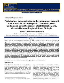 Participatory Demonstration and Evaluation of Drought Tolerant Maize