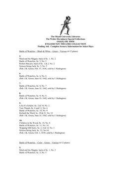 Complete Scenery Information for Select Plays