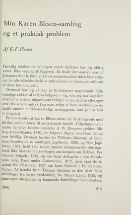 Min Karen Blixen-Samling Og Et Praktisk Problem