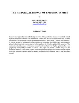The Historical Impact of Epidemic Typhus