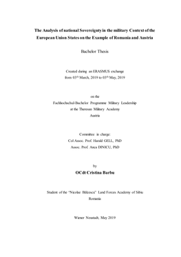 The Analysis of National Sovereignty in the Military Context of the European Union States on the Example of Romania and Austria