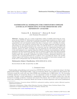 (Covid-19) in Predicting Future Behaviours and Sensitivity Analysis