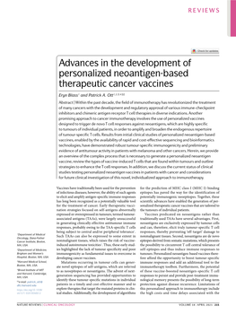 Advances in the Development of Personalized Neoantigen-Based