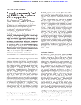 A Genetic Screen Reveals Foxa3 and TNFR1 As Key Regulators of Liver Repopulation