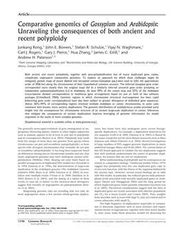 Comparative Genomics of Gossypium and Arabidopsis: Unraveling the Consequences of Both Ancient and Recent Polyploidy