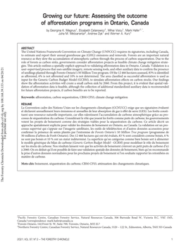 Assessing the Outcome of Afforestation Programs in Ontario, Canada