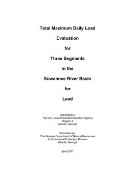 Total Maximum Daily Load Evaluation for Three Segments in the Suwannee River Basin for Lead