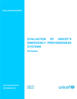 Evaluation of Unicef's Emergency Preparedness