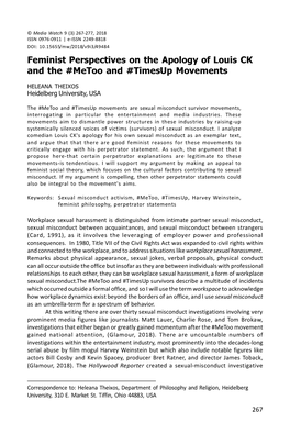 Feminist Perspectives on the Apology of Louis CK and the #Metoo and #Timesup Movements
