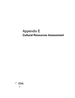 Appendix E Cultural Resources Assessment