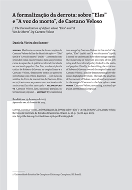Sobre “Eles” E “A Voz Do Morto”, De Caetano Veloso [ the Formalization of Defeat: About “Eles” and “A Voz Do Morto”, by Caetano Veloso