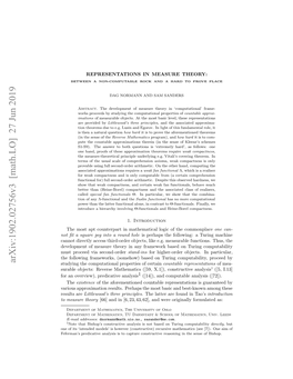 Representations in Measure Theory: Between a Non-Computable Rock