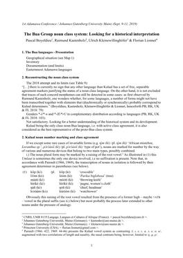 The Bua Group Noun Class System: Looking for a Historical Interpretation Pascal Boyeldieu1, Raimund Kastenholz2, Ulrich Kleinewillinghöfer3 & Florian Lionnet4