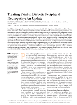 Treating Painful Diabetic Peripheral Neuropathy: an Update MATTHEW J