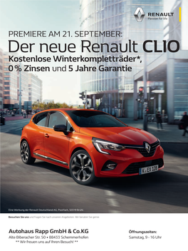 Der Neue Renault CLIO Kostenlose Winterkomplett Räder*, 0 % Zinsen Und 5 Jahre Garantie