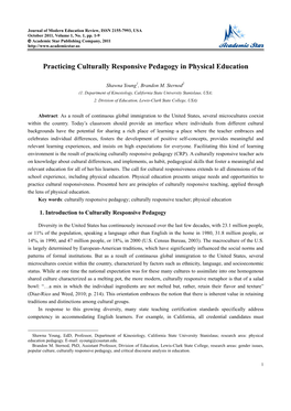 Practicing Culturally Responsive Pedagogy in Physical Education