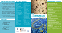 UNIVERSITY MASTER in MARINE AQUACULTURE