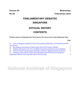 Parliamentary Debates Singapore Official Report