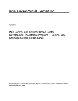 IEE: India: Jammu City Drainage Subproject (Digiana)