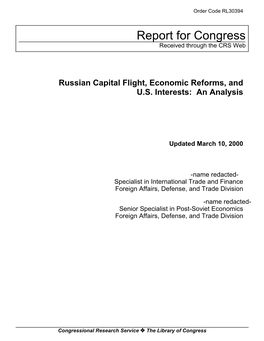 Russian Capital Flight, Economic Reforms, and U.S