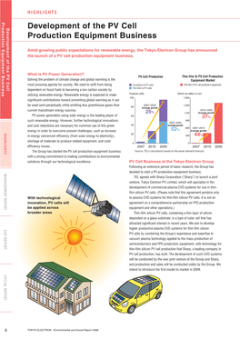 Development of the PV Cell Production Equipment Business