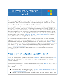 The Wannacry Malware Attack